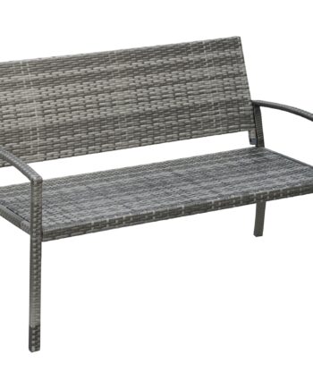 Rattan Havebænk Med Stålramme Til   Personer  Brun  122   60   87 Cm