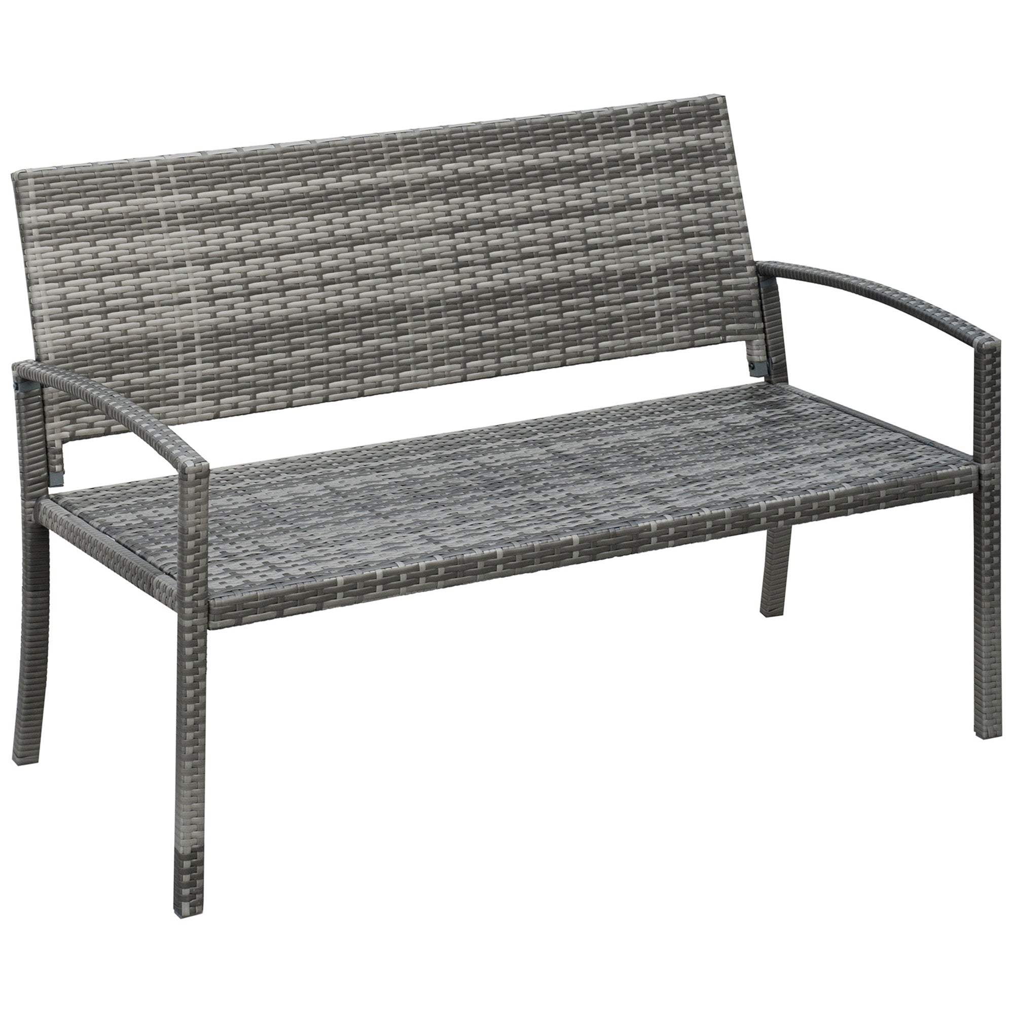 Rattan Havebænk Med Stålramme Til   Personer  Brun  122   60   87 Cm