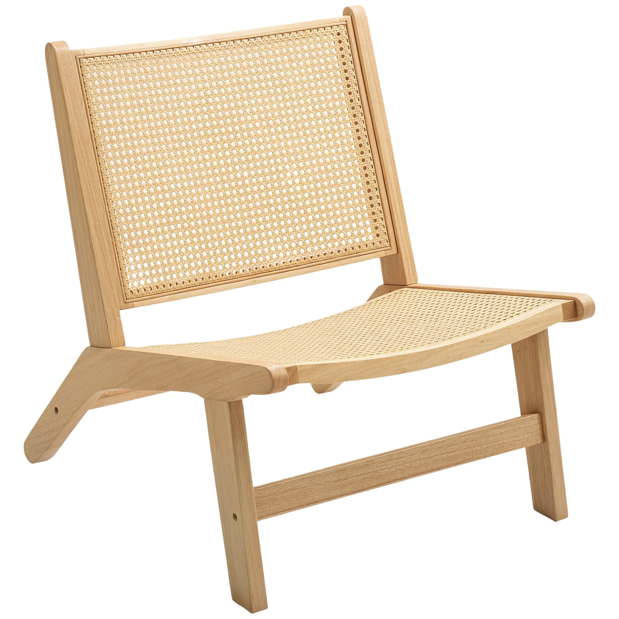 Rattanstol  Træramme  Bredt Sæde  64   70   74 Cm  Naturtræ