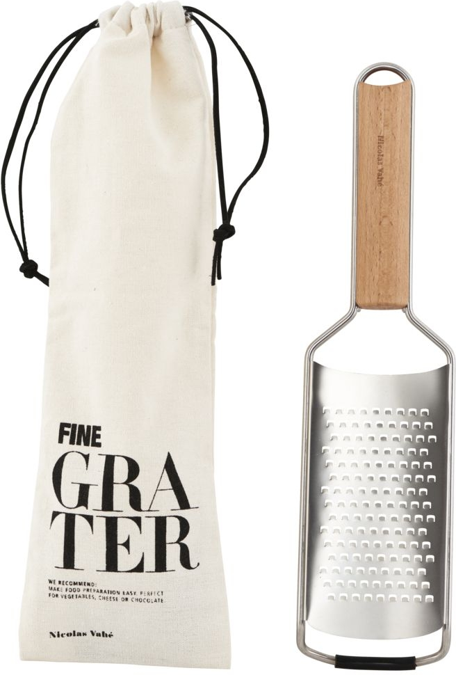 Rivejern Og Snittejern Nicolas Vahé Grater   Fine   Rustfrit Stål   Bøgetræ ø7     30   Cm Med Opbevaringspose