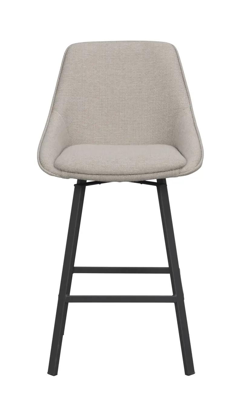 Rowico Alison Barstol  Drejelig     Ryglæn Og Fodstøtte Beige Stof Og Sort Metal