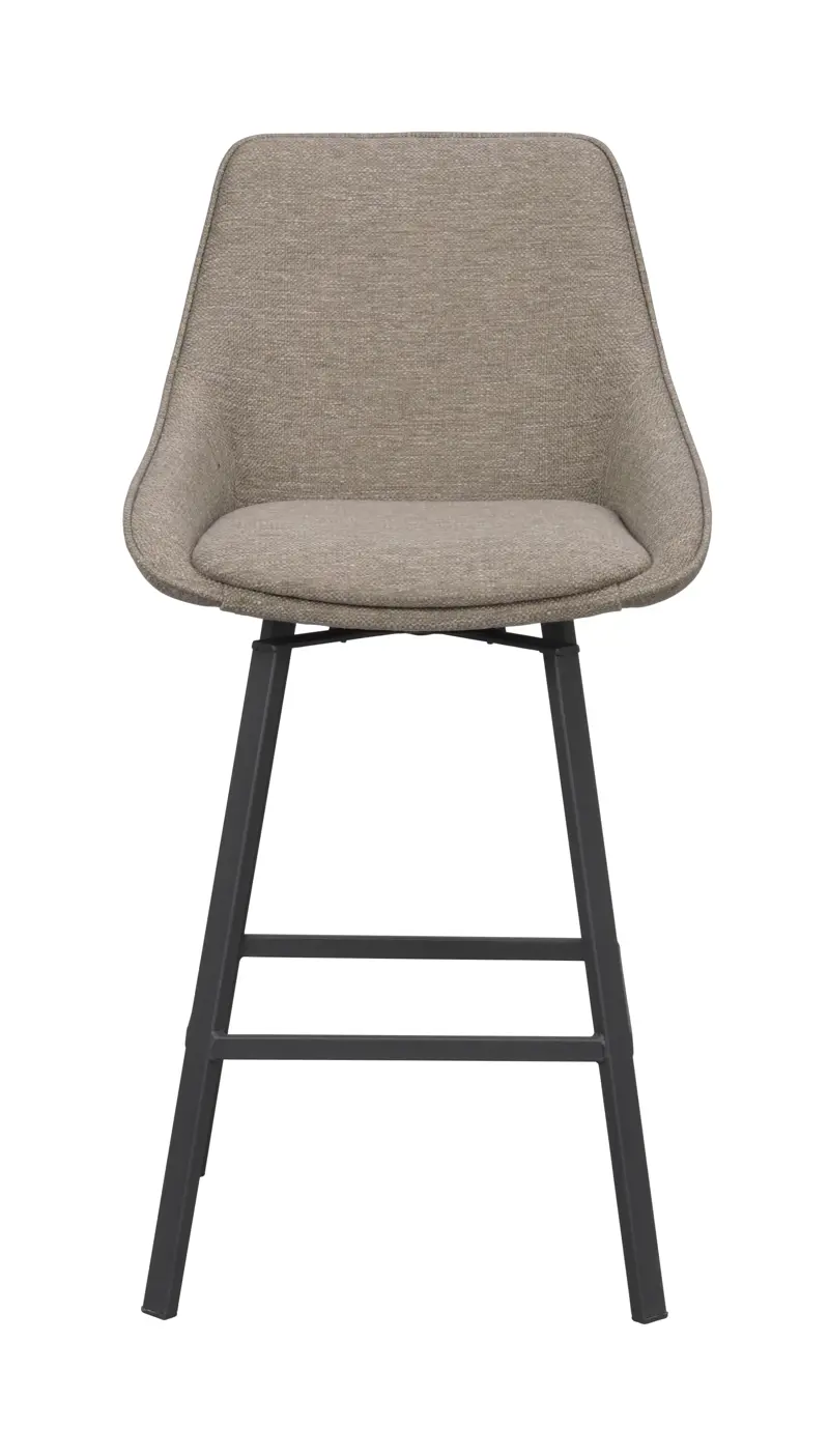 Rowico Alison Barstol  Drejelig     Ryglæn Og Fodstøtte Mørk Beige Stof Og Sort Metal
