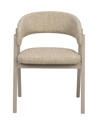 Rowico Barnaby Spisebordsstol     Armlæn Mørk Beige Polyester Stof Og Hvidkalket Egetræ