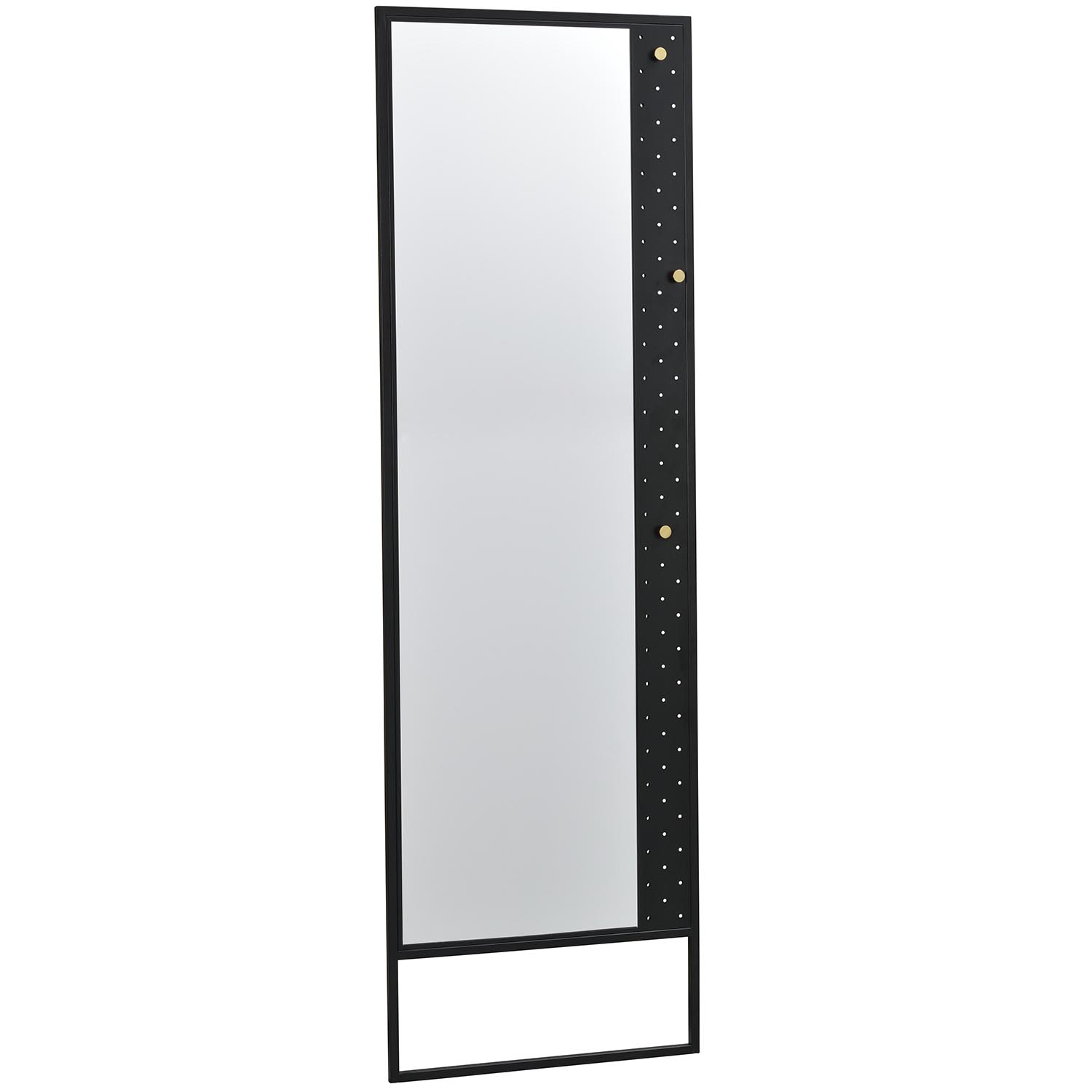 Rowico Malone Gulvspejl     Guldknopper Spejlglas Og Sort Metal  53x170