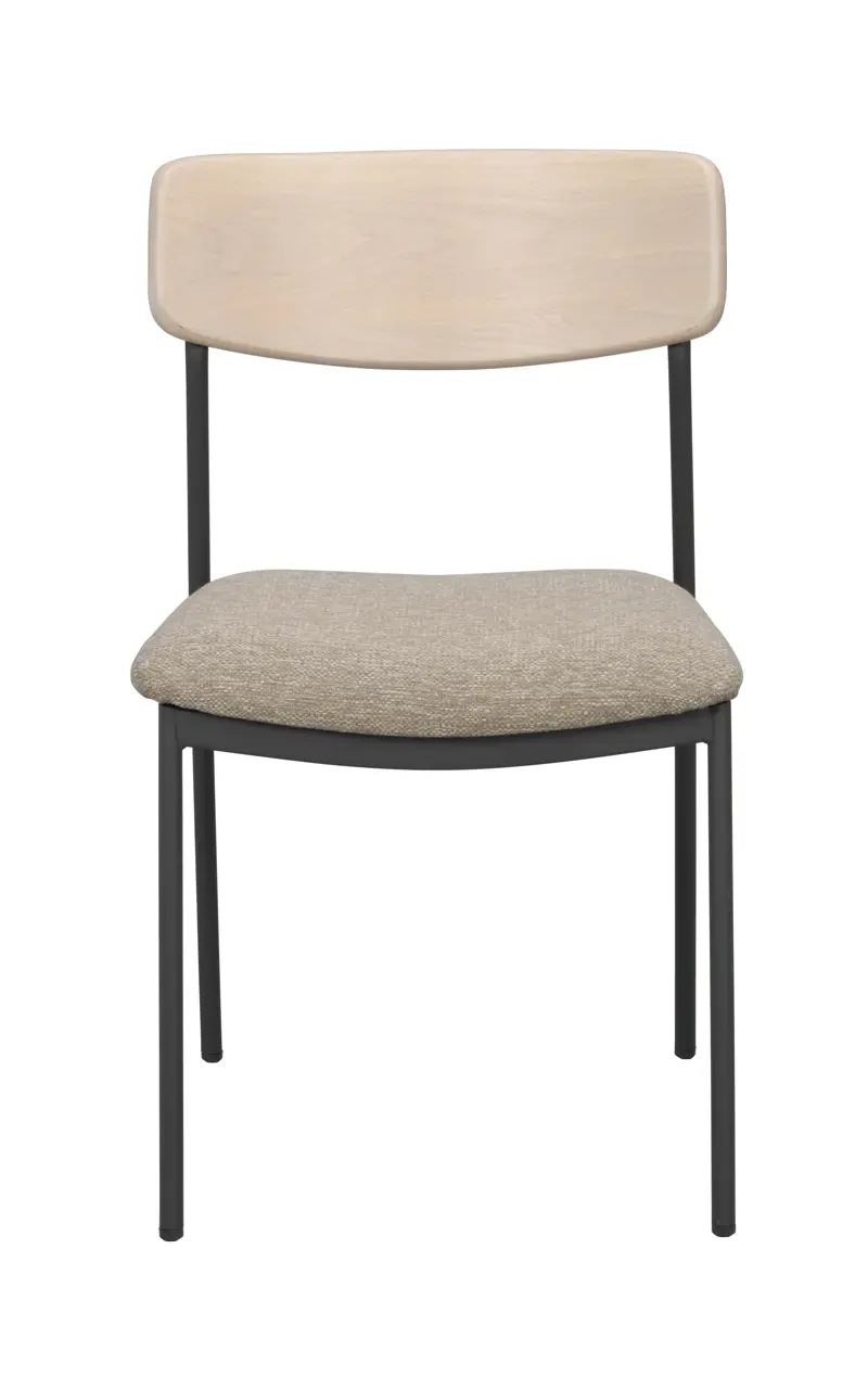 Rowico Maymont Spisebordsstol  Stabelbar Mørk Beige Stof  Hvidpigmenteret Eg Og Sort Metal