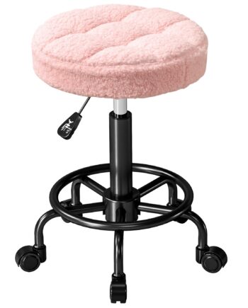 Rullende Skammel Højdejusterbar Drejelig Skammel 55-66 Cm Arbejdsskammel 360â  Drejelig ø50   50-66 Cm Lyserød