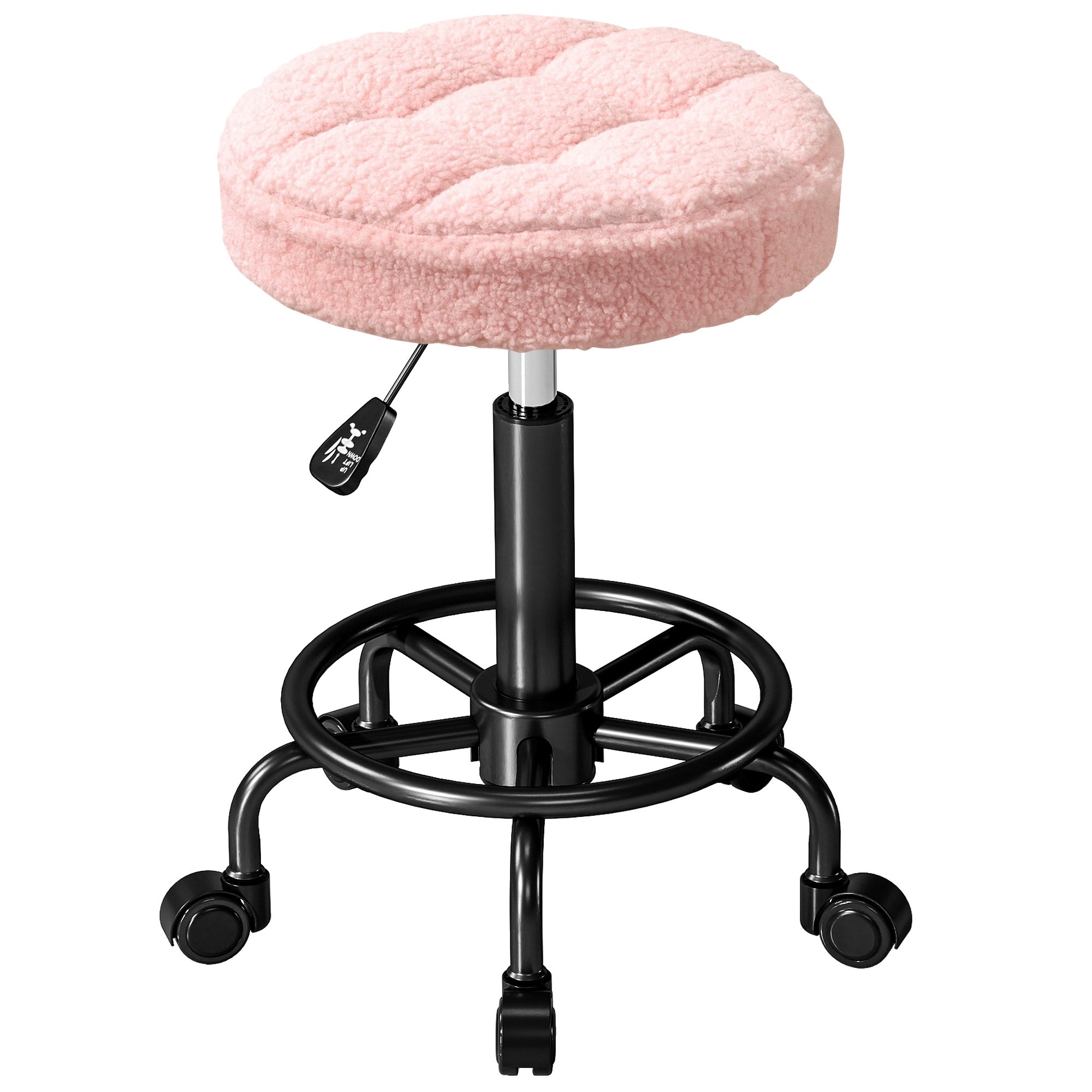 Rullende Skammel Højdejusterbar Drejelig Skammel 55-66 Cm Arbejdsskammel 360â  Drejelig ø50   50-66 Cm Lyserød