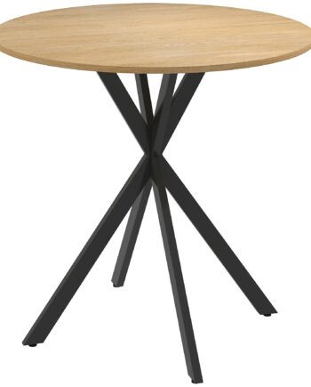 Rundt Køkkenbord  80 Cm  Kompakt Bordplade  Spånplade  Metal  Hvid Eg   Sort