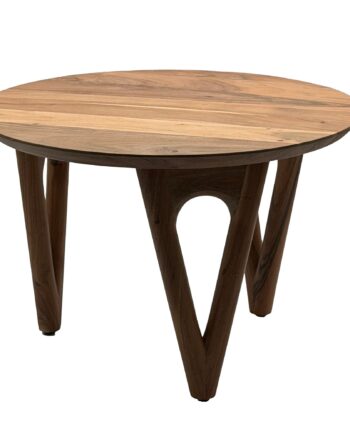 Rundt Sofabord 60 Cm Stuebord Akacie Massivt Træ Træsofabord Moderne Loungebord Massivt Designbord Landligt Sidebord Håndlavet