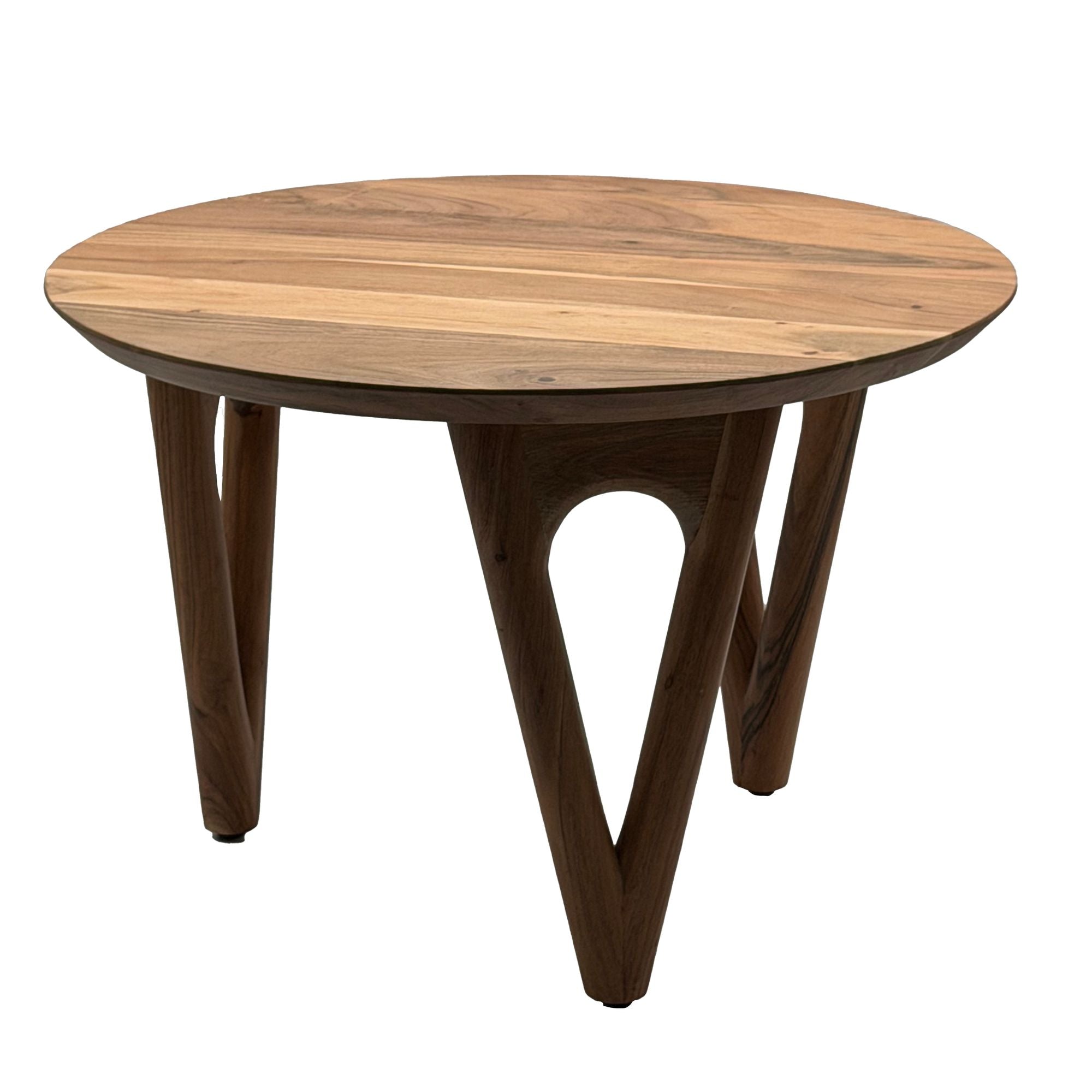 Rundt Sofabord 60 Cm Stuebord Akacie Massivt Træ Træsofabord Moderne Loungebord Massivt Designbord Landligt Sidebord Håndlavet