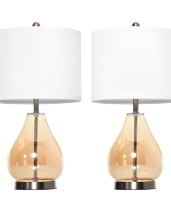 Sæt Med   Bordlamper  E27-fatning  40    Glas  Hør  Metal  Rav  30   56 Cm
