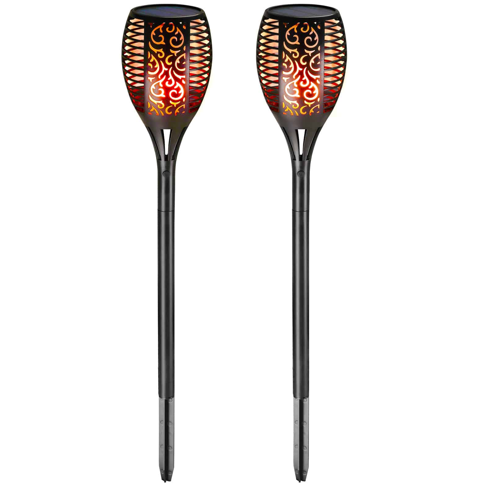 Sæt Med   Havelygter Solar 96 Led Flimrende Flamme Solar Lys Flamme Lys Havelys Sol Lys Dekoration Have Balkon  Model: Sæt Med