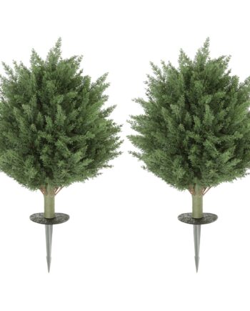Sæt Med   Kunstige Planter  Uv-bestandig Kunstig Cypresplant Med 387 Blade Og Jordpæl  ø40   60h Cm  Grøn