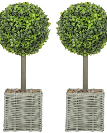 Sæt Med   Kunstige Planter  Uv-bestandige Kunstige Træer   Potter  Egnet Til Indendørs Og Udendørs Brug  Plastik  Cement  Grøn