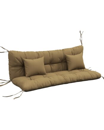 Sæt Med   Siddehynder  150x50 Cm  Vandafvisende Stolehynder Med Bånd  10 Cm Tykke  Brun