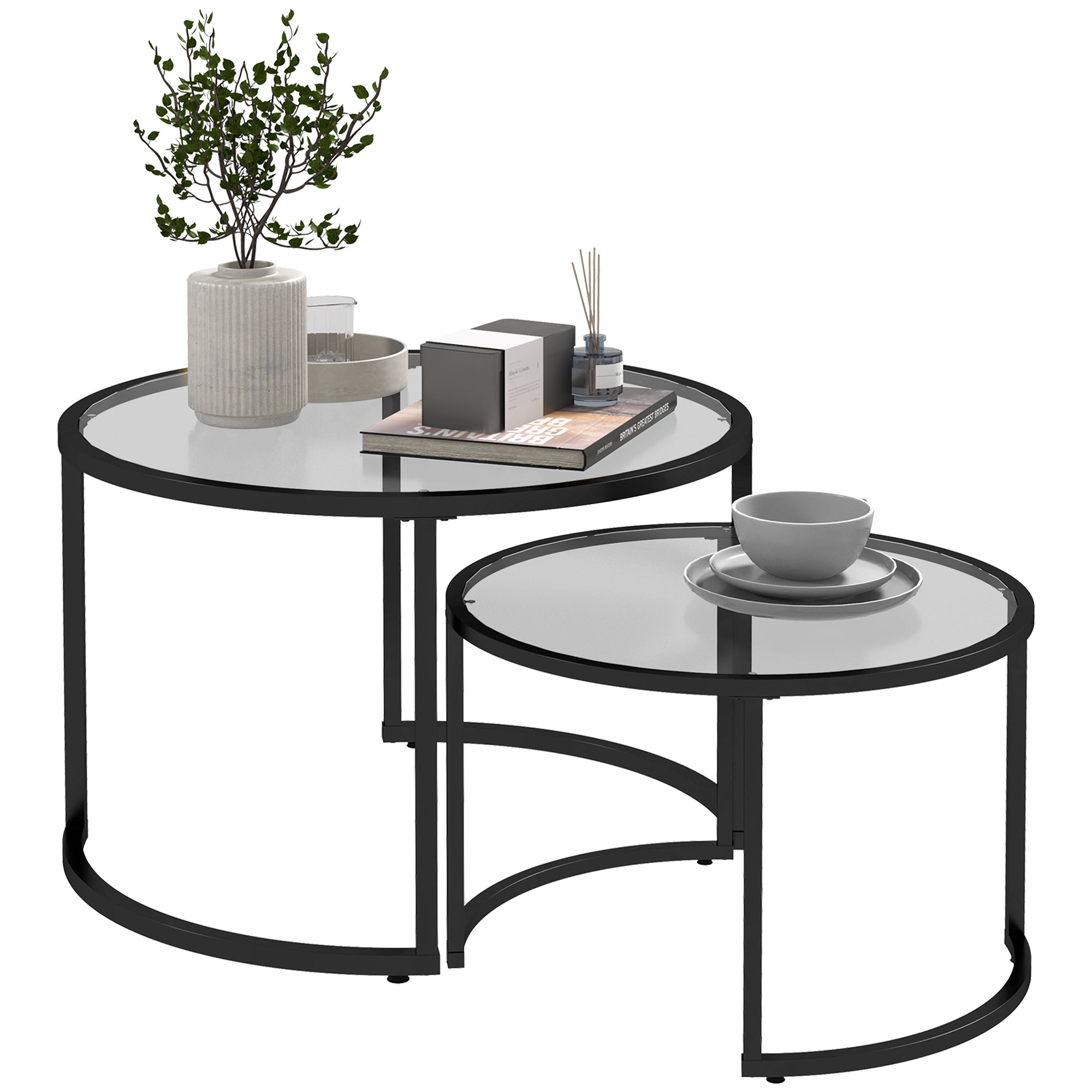 Sæt Med   Sideborde Sofaborde Industridesign  Glasborde  Stabelbare  Sort   Transparent