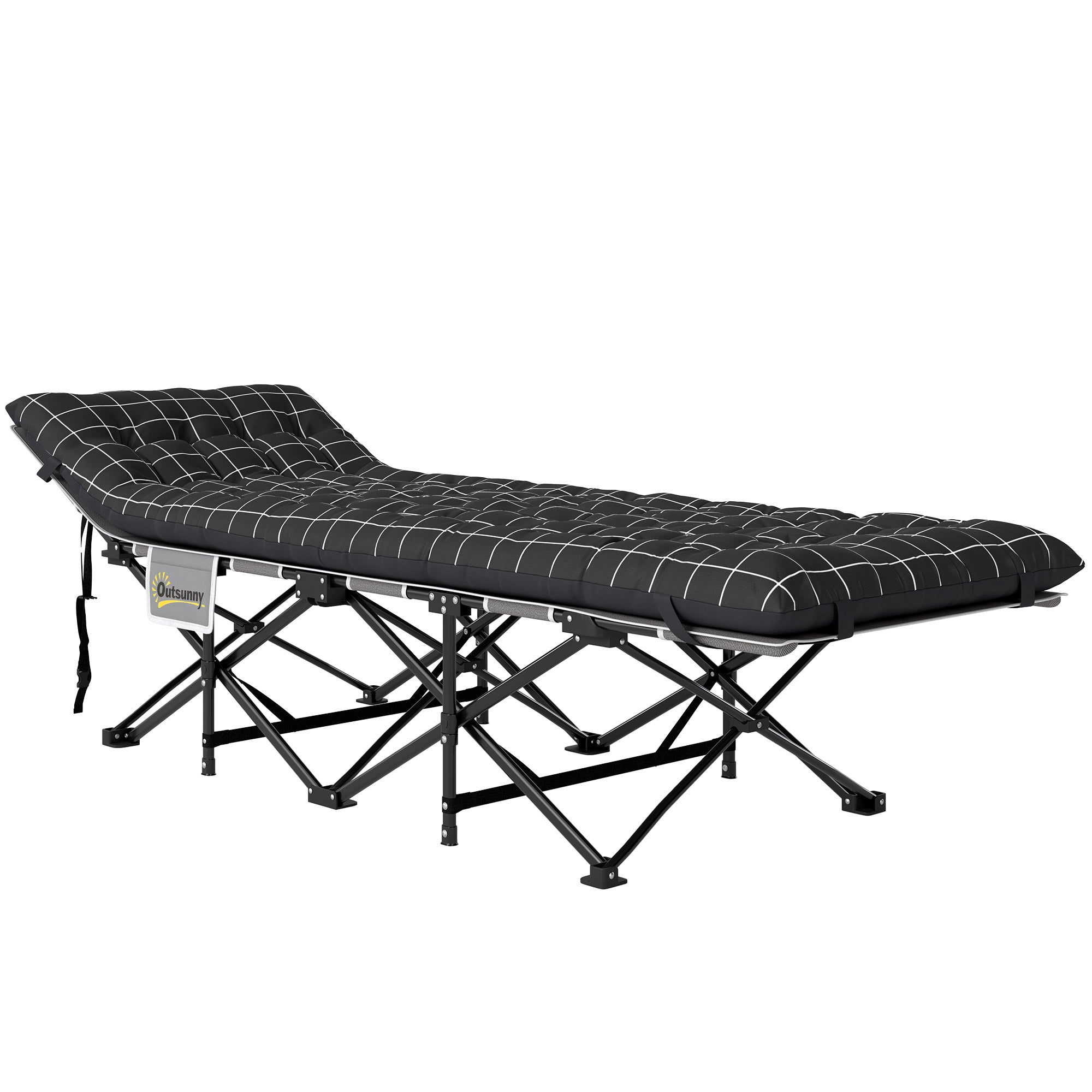Sammenklappelig Campingseng Feltseng Med Madras Ergonomisk Metalramme Sort