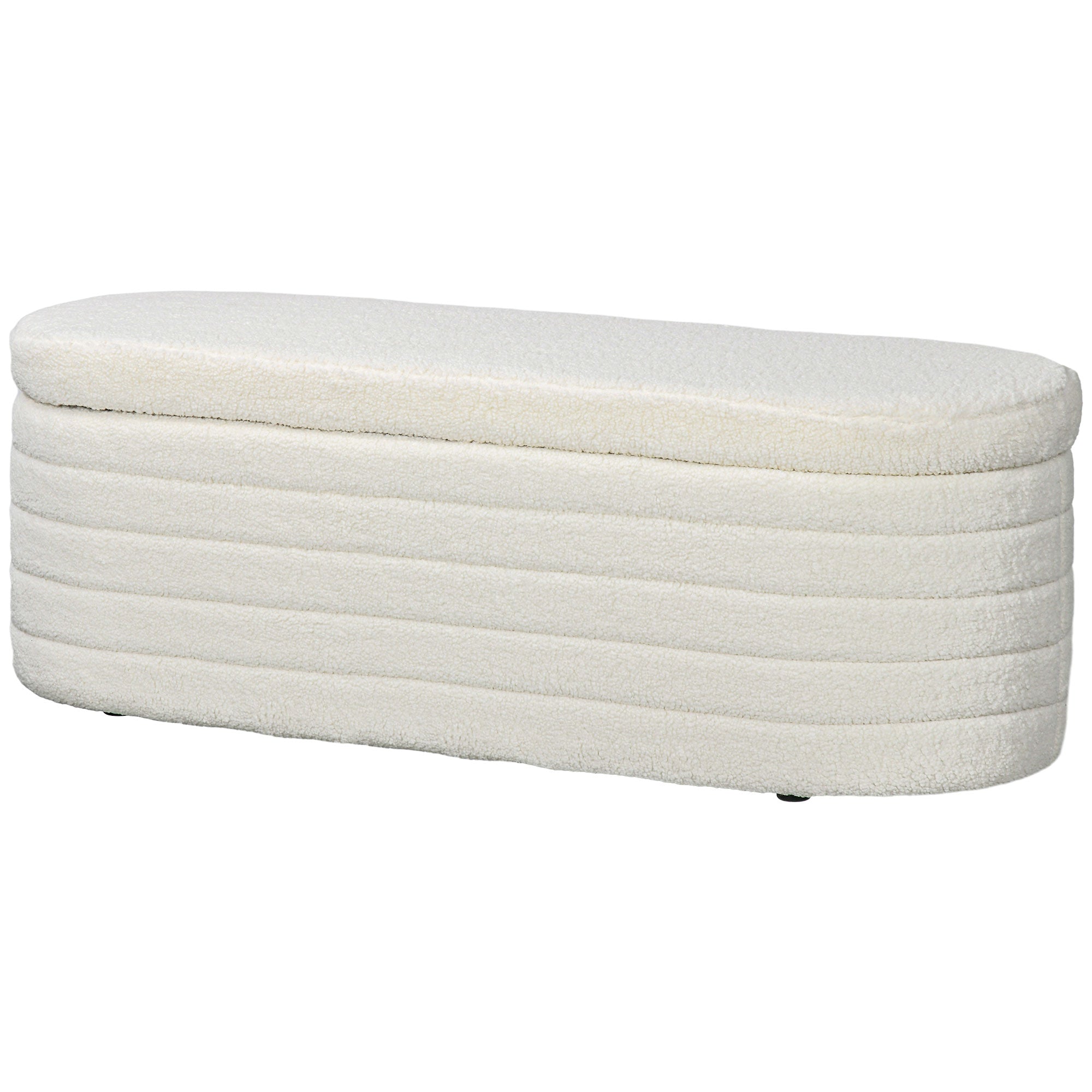 Sengebænk  Opbevaringsplads  Teddy Fleece  116x41x40 5cm  Cremehvid