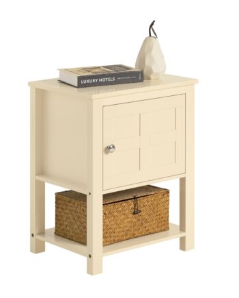 Sengebord Med Skab  Mdf-træ  45x35x60 Cm  Beige