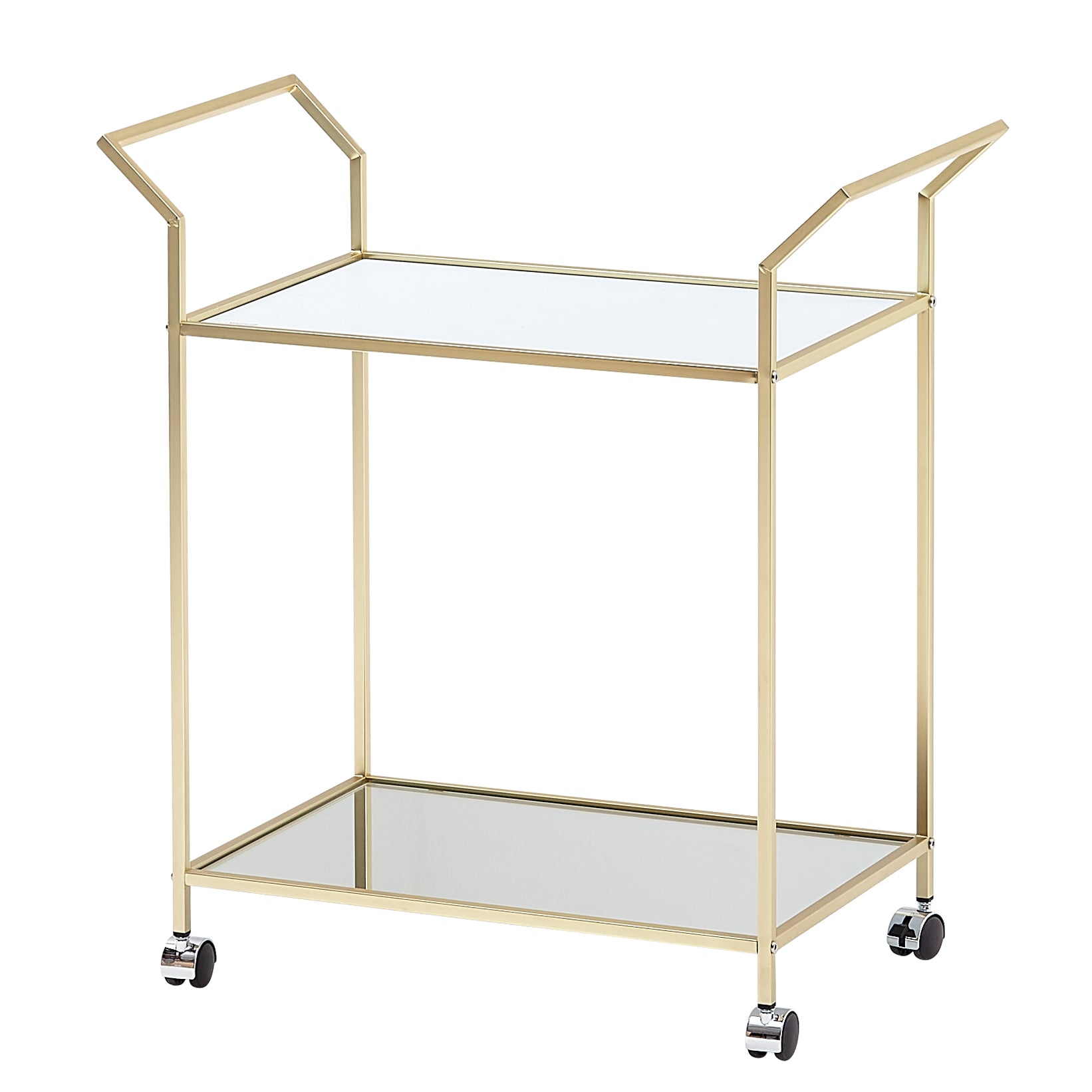 Serveringsvogn   Guld Med Glasplade  73x78x37 Cm