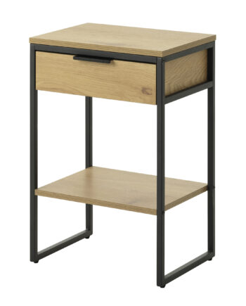 Sidebord       Hylde Og   Skuffe Natur Egemelamin Og Sort Metal  40x30