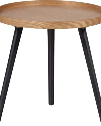 Sidebord Småbord Woood Mesa ø45 Cm Natur Sort Mdf Med Sorte Fyrretræsben Fsc-certificeret