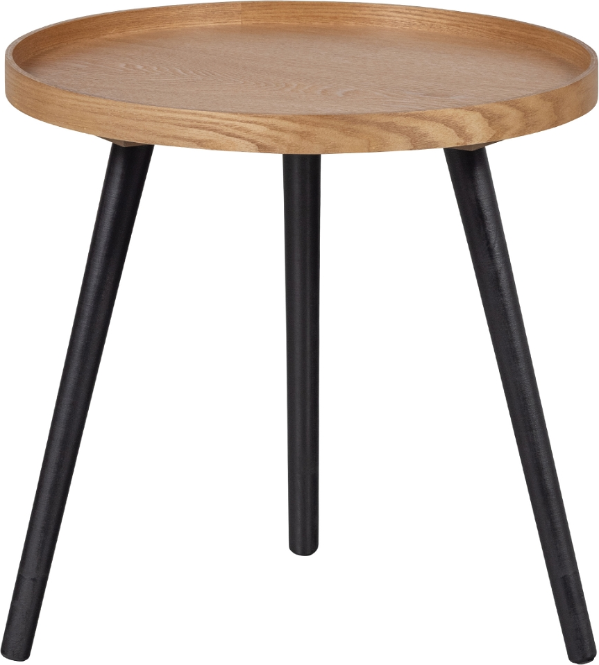 Sidebord Småbord Woood Mesa ø45 Cm Natur Sort Mdf Med Sorte Fyrretræsben Fsc-certificeret