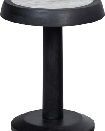 Sidebord Woood Exclusive Nanne   Sort Mangotræ Med Marmorbordplade H46x36x36 Cm
