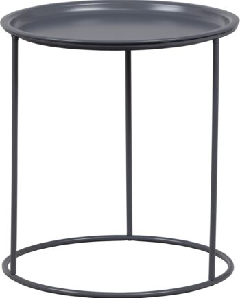 Sidebord Woood Ivar   Grå Asfalt Retro Vintage Metal ø40 H43 Cm
