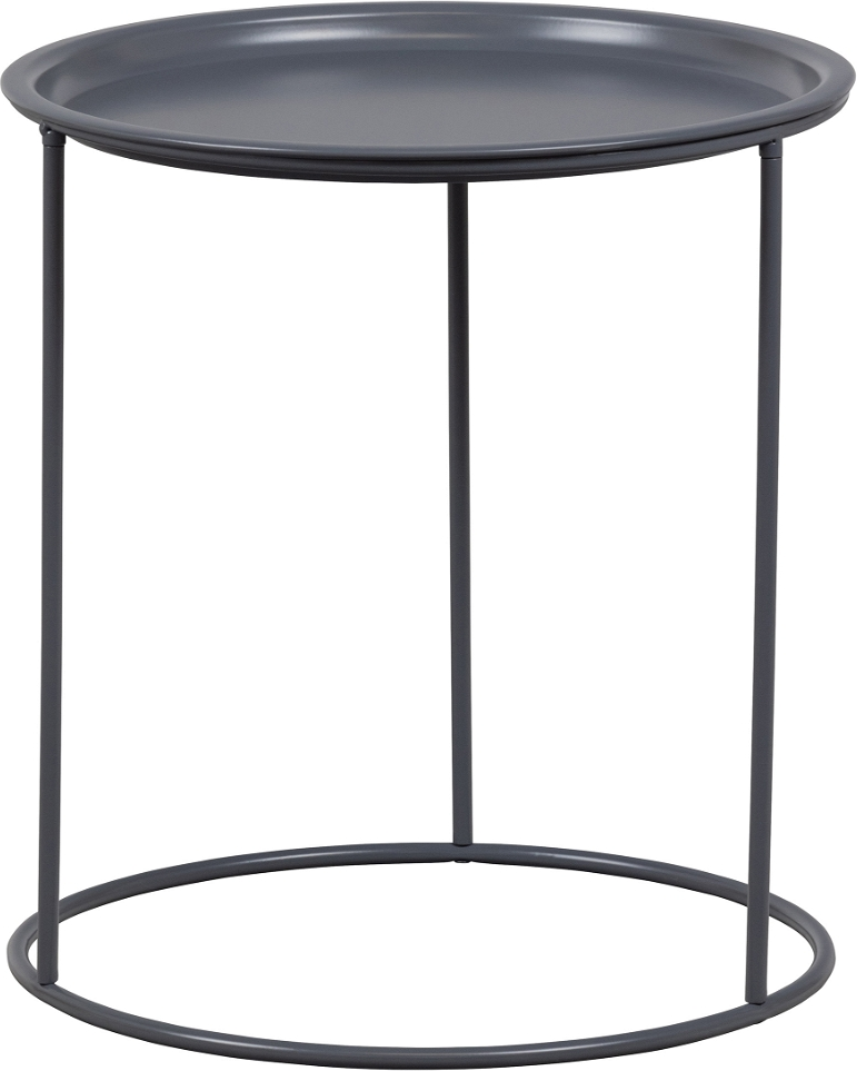 Sidebord Woood Ivar   Grå Asfalt Retro Vintage Metal ø40 H43 Cm