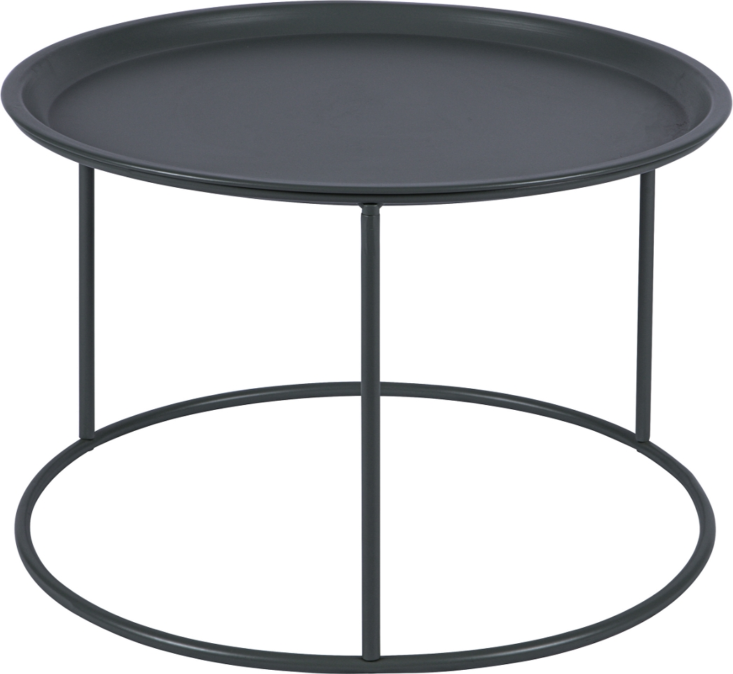 Sidebord Woood Ivar   Metal   Rundt Småbord Med Hylde  ø56   H38 Cm  Grå