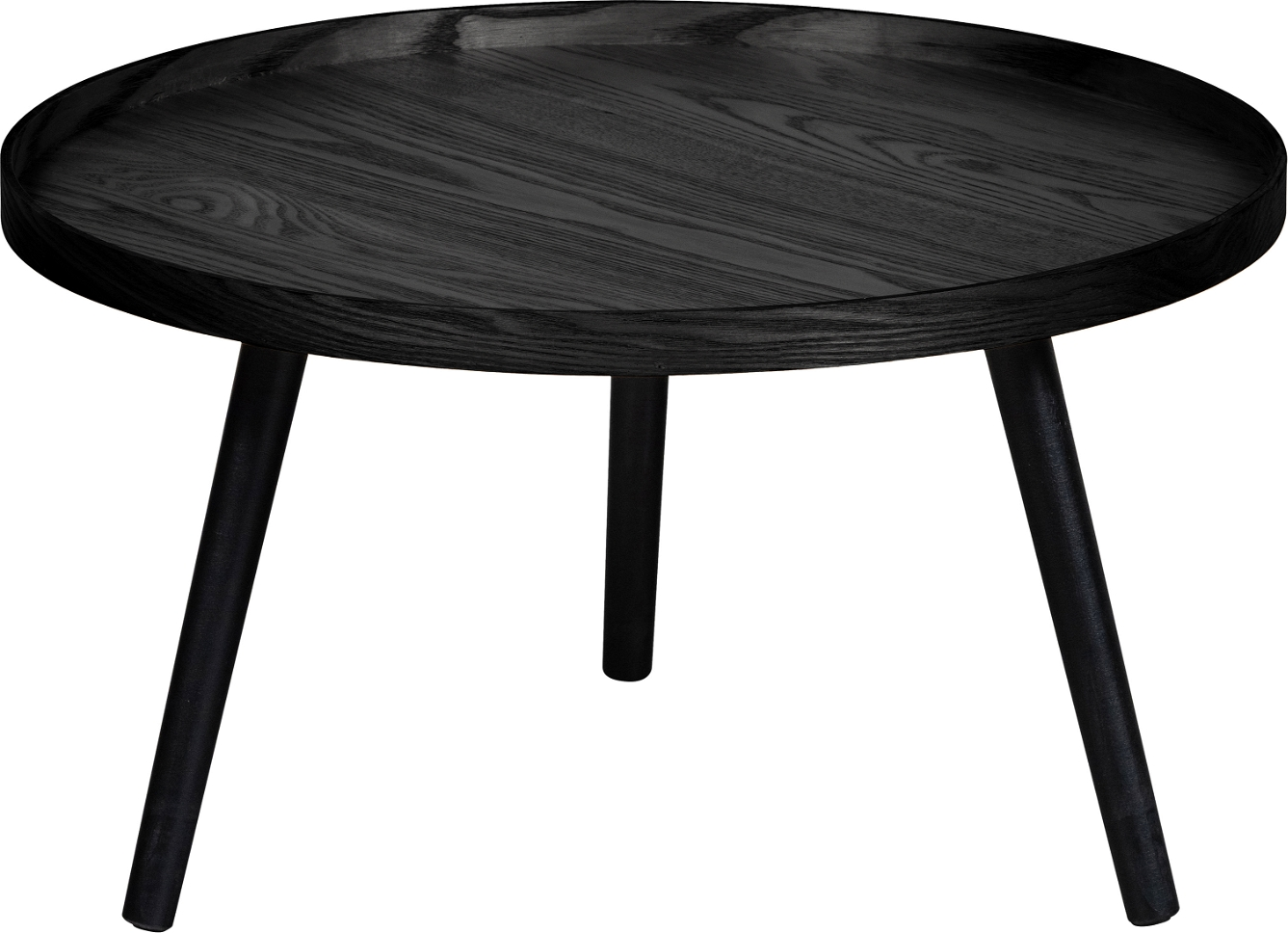 Sidebord Woood Mesa Sort ø60   H34 Cm Mdf Bordplade Med Fyrretræben