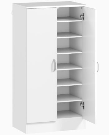 Skoskab Med Soft-close Hængsler  Justerbare Hylder   -etagers Skohylde Til Entré  Til 14 Par  55   35   108 Cm  Hvid