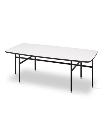 Skovby Sm244   Sm263s Sofabord 130   65 Cm Bordplade: Hvid Laminat Med Sort Kant  : Erling Christensen Møbler