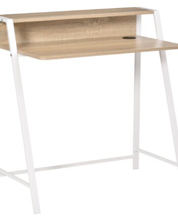 Skrivebord  Computerbord Med Opbevaring Og Kabelhåndtering  Moderne Skrivebord Med Metalramme Til Studie  Soveværelse  Hjemmekontor  84   45   85 Cm  Hvid   Eg