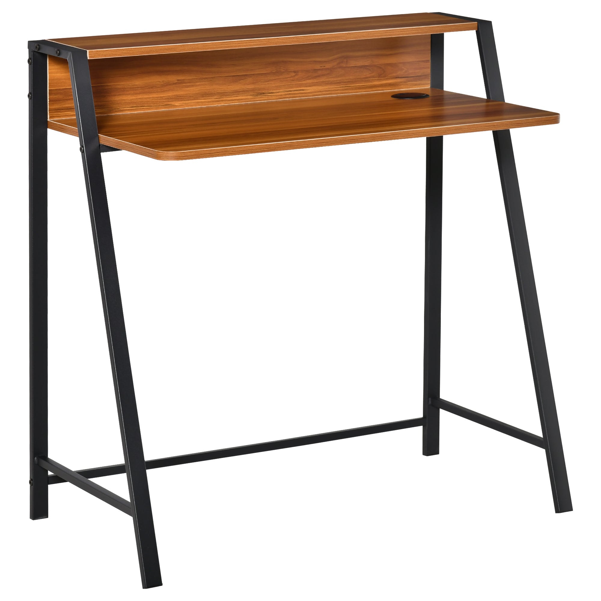 Skrivebord  Computerbord Med Opbevaring Og Kabelhåndtering  Moderne Skrivebord Med Metalramme Til Studie  Soveværelse  Hjemmekontor  84   45   85 Cm  Valnød   Sort