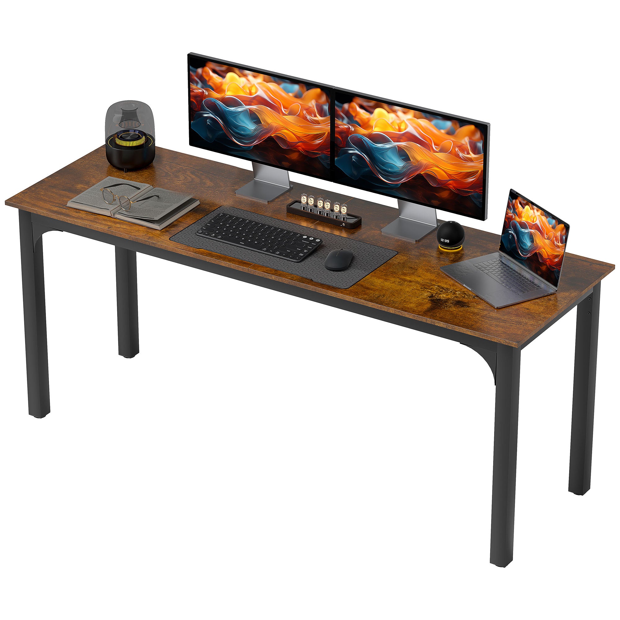 Skrivebord  Computerbord  Rustikt Design  Masser Af Plads  Spånplade  Brun