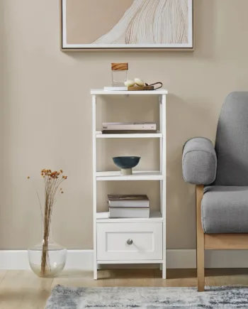 Slank Og Stilfuld Reol   Skandi-look  B30   D28   H74 Cm  Hvid