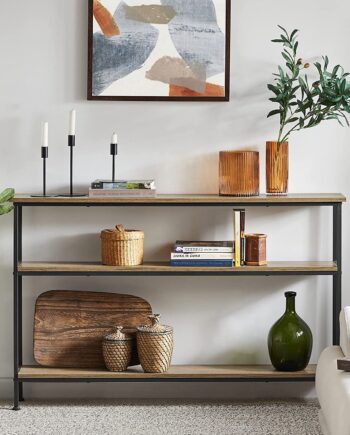 Smalt Konsolbord  120x20x77 Cm  Brun Med Sort