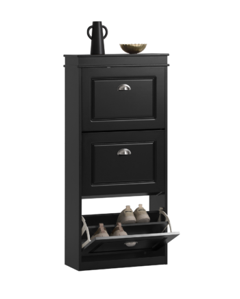 Smalt Skoskab Med   Rum  24x117x53 Cm  Sort