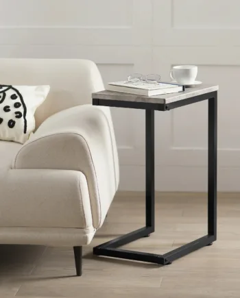 Smart Sidebord Til Sofaen  Industrielt Look  B40   D30   H60 Cm  Grå Marmor-look