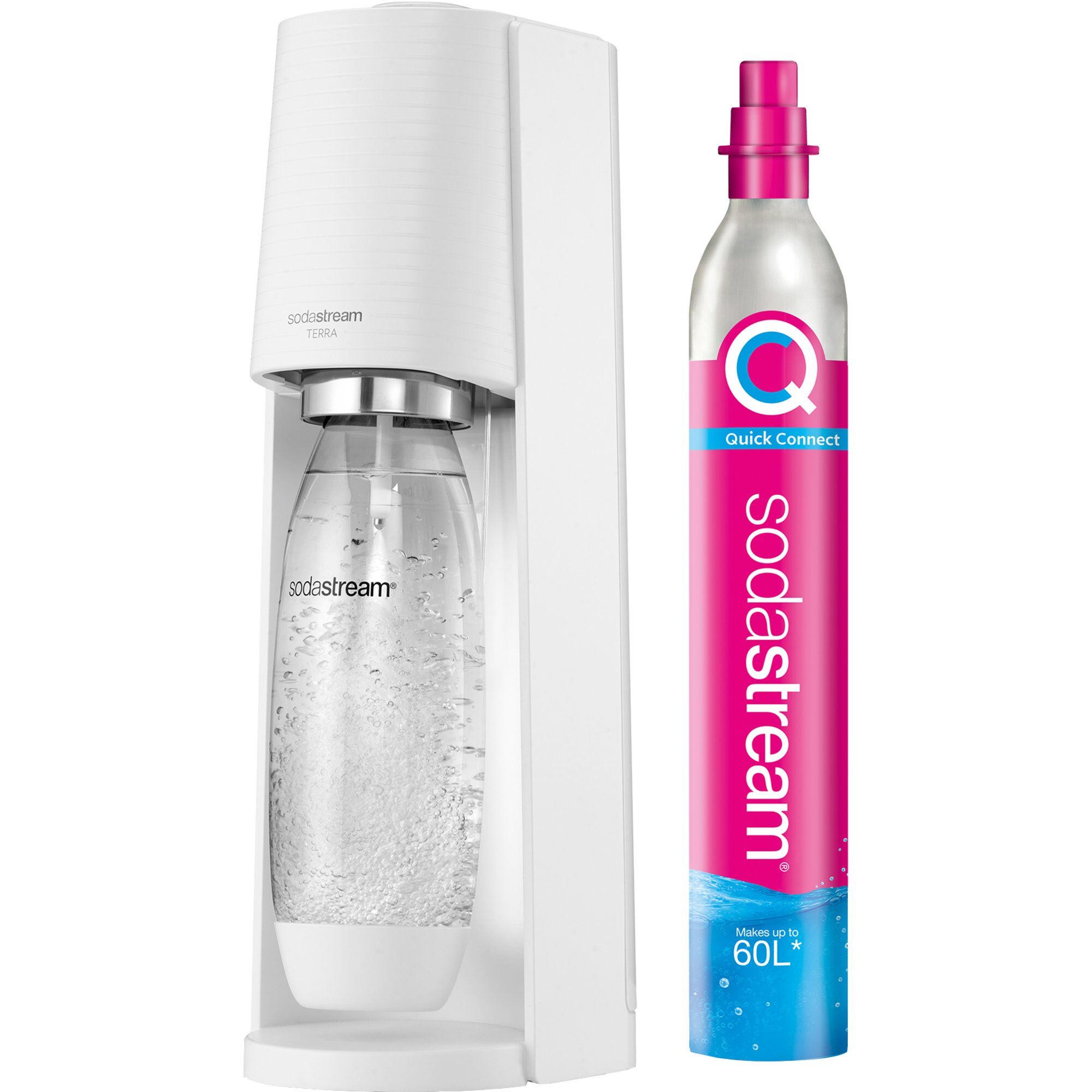 Sodastream Kulsyremaskine Terra  Hvid Inklusiv Kulsyrepatron
