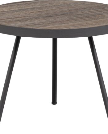 Sofabord Sidebord Woood Exclusive Maxime ø54   H40 Cm   Genbrugt Teak Natur Med Mat Sort Stel
