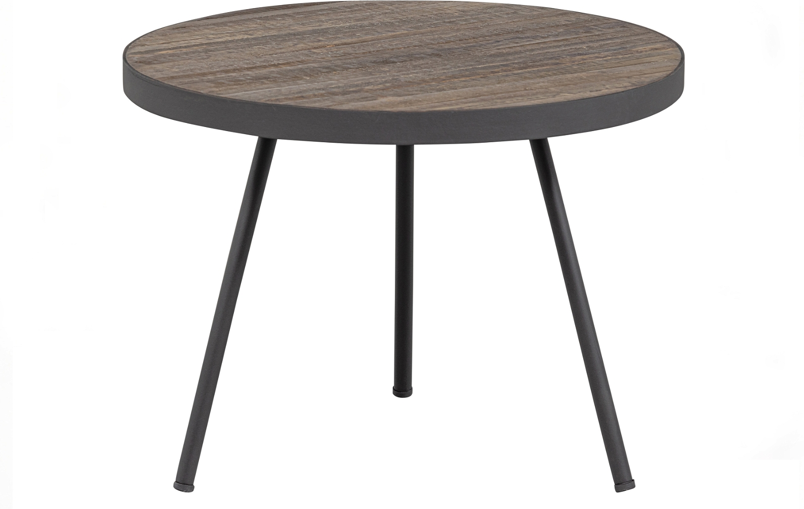 Sofabord Sidebord Woood Exclusive Maxime ø54   H40 Cm   Genbrugt Teak Natur Med Mat Sort Stel