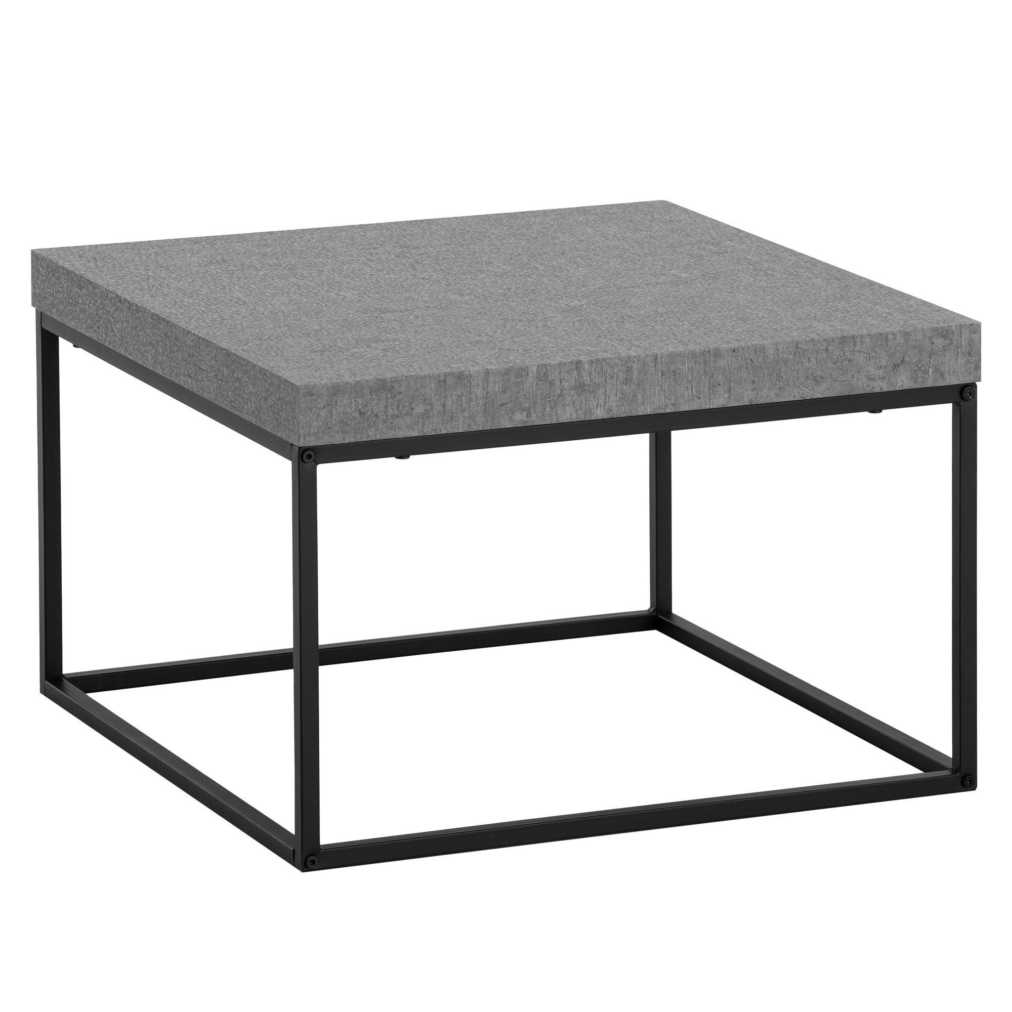 Sofabord 60x60x38 Cm Gråt Sofabord   Betonlook Moderne Designer Stuebord Firkantet Loungebord Lille Sofabord Med Metalben