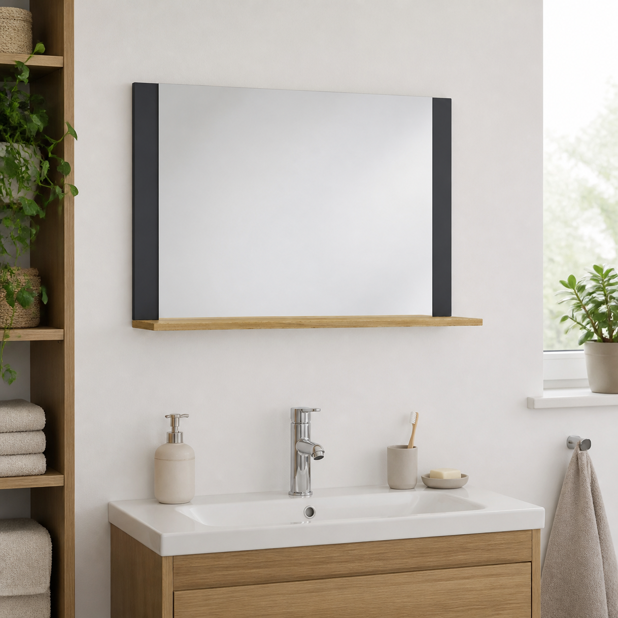 Spejl 80 Cm  Antracit Honningeg