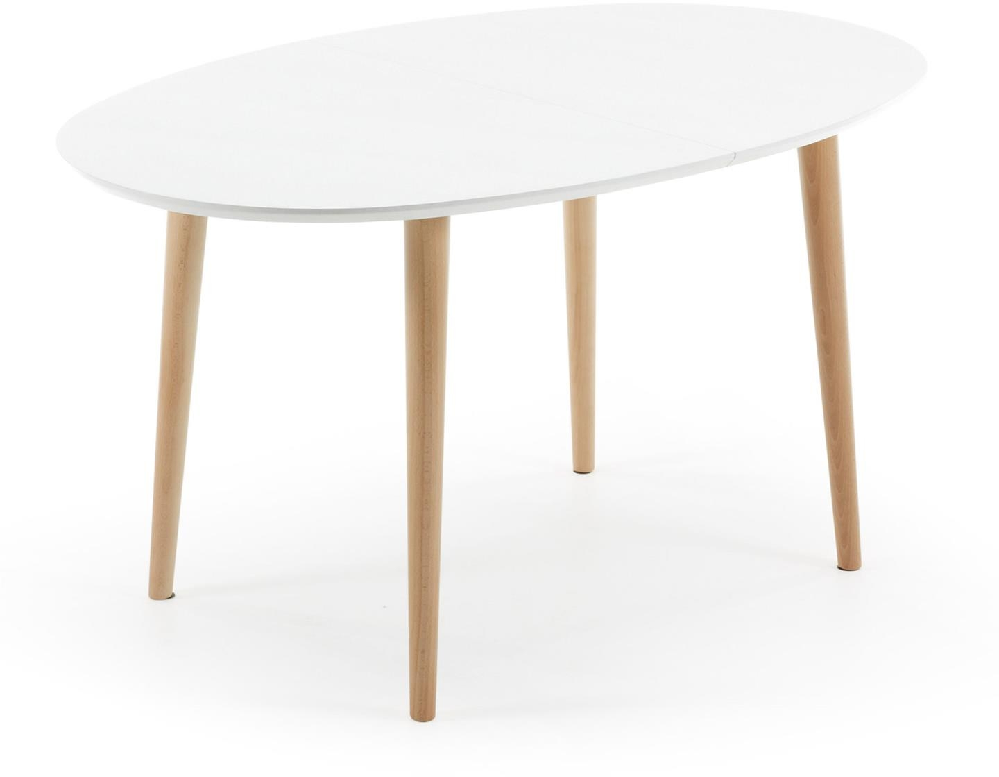 Spisebord Med Udtræk Kave Home Oqui   Hvid Natur 140x90 Cm Til  -10 Personer