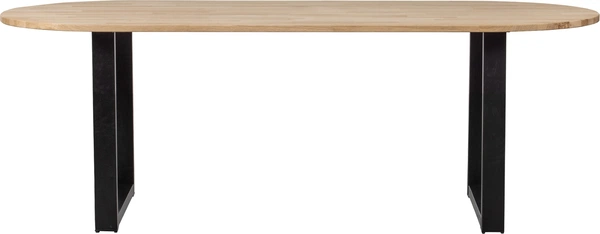 Spisebord Woood Tablo Plankebord Oval   Fsc-certificeret Eg Med Mat Sort Stel 220ã 90ã 75 Cm Natur