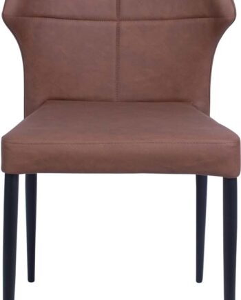 Spisebordsstol House Of Sander Runa Cognac Pu-læder Ergonomisk Polstret Stabelbar Med Sorte Metalben