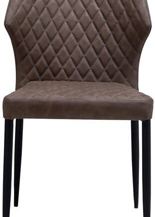 Spisebordsstol House Of Sander Ydun   Brun Pu-læder Med Quiltet Ryg Og Sorte Ben H83xb50xd50 Cm